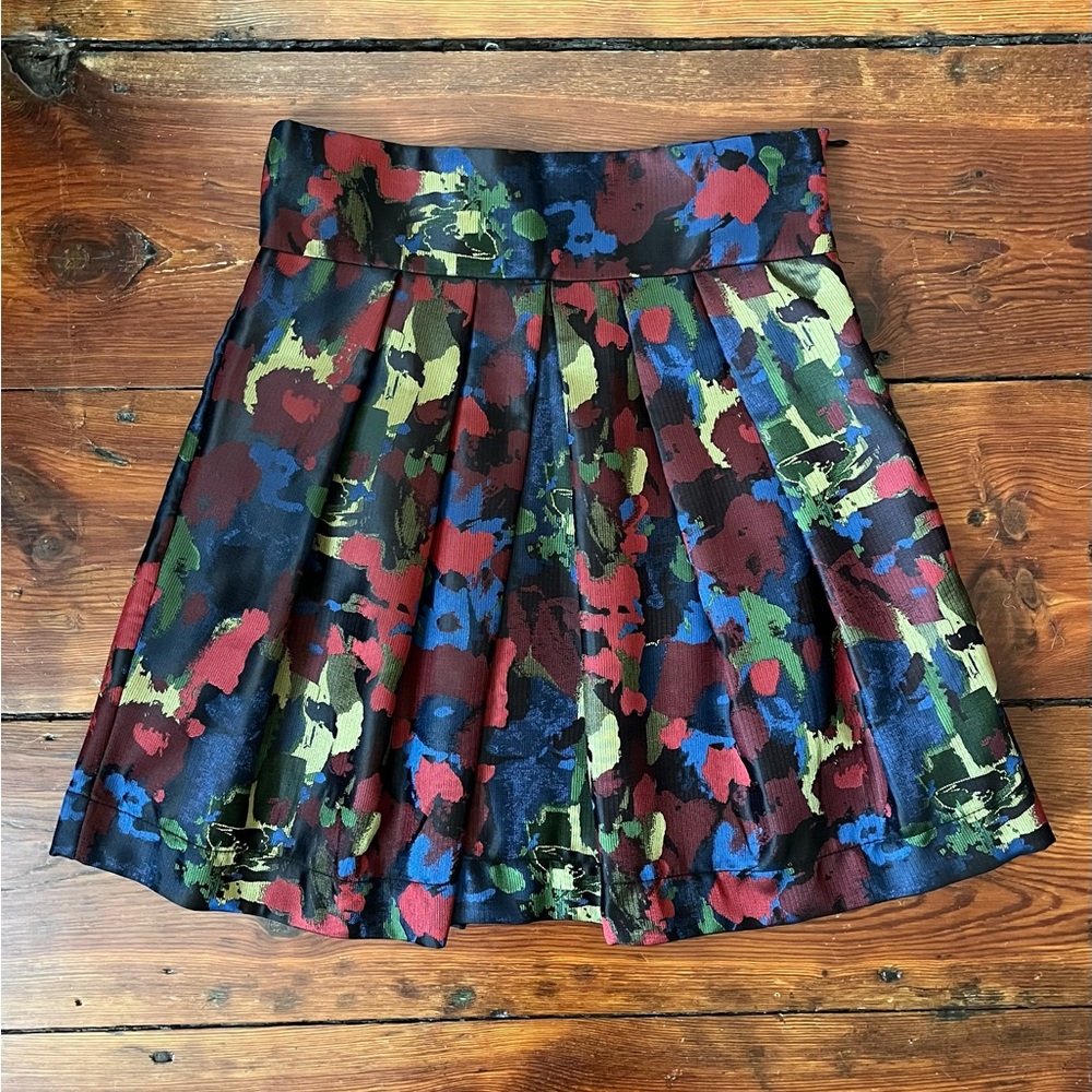 Floral Abstract Pleated Skater Skirt